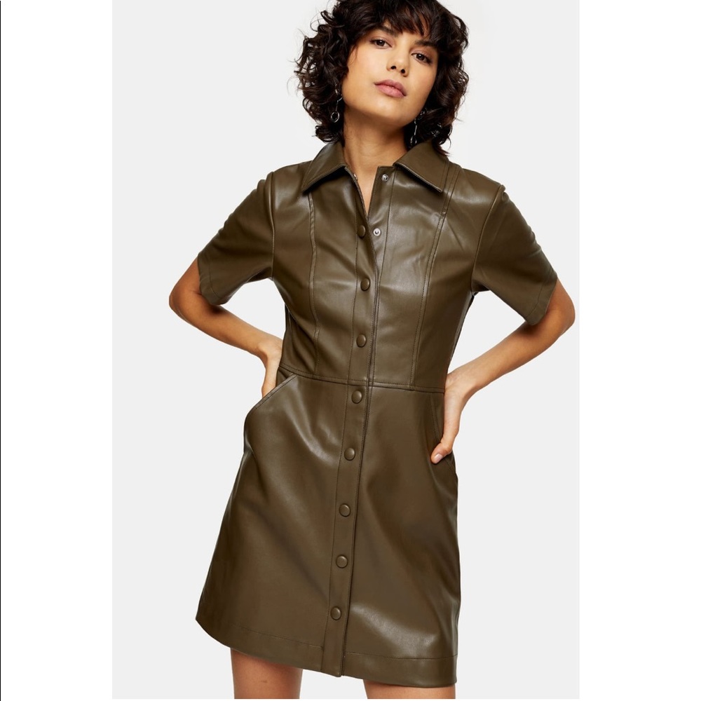 [Topshop] NWT Faux leather shirt dress